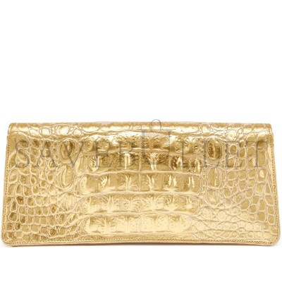 CHANEL 19A CROCODILE EMBOSSED GOLD JEWELED SCARAB CLUTCH BAG TI9 784893 (30*13*5cm) CHANEL 19A CROCODILE EMBOSSED GOLD JEWELED SCARAB CLUTCH BAG TI9 784893 (30*13*5cm)